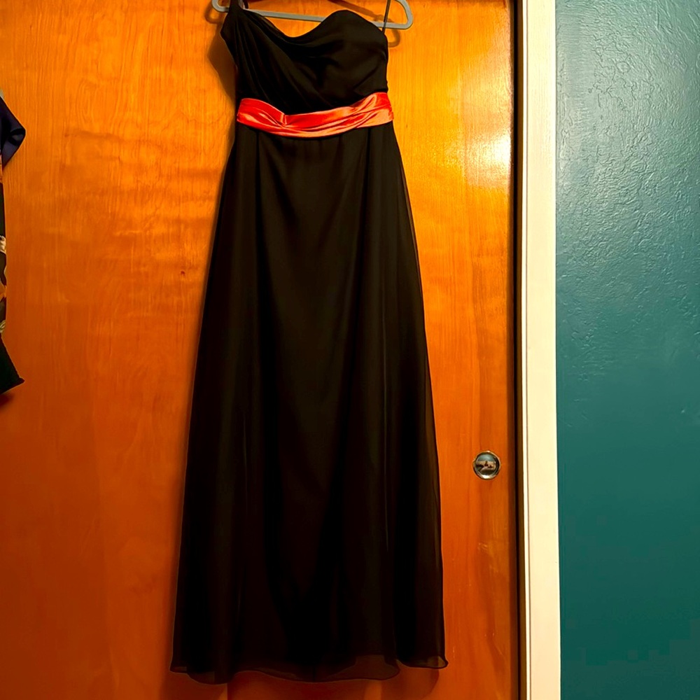 Black Chiffon One Shoulder Dress